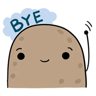 👋 8ff7ae99 BYE pomme de terre, bye, au revoir, kawaii, dessin animé, mignon whatsapp sticker