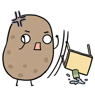 😠 afaa39d6 pomme de terre, en colère, contrarié, frustré, dessin animé, nourriture, expression whatsapp sticker