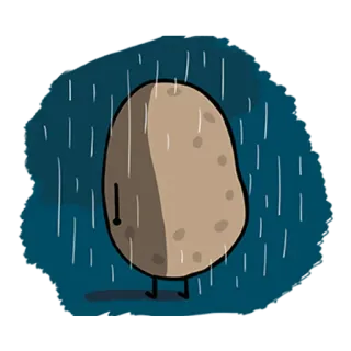 💧 eff2b527 pomme de terre, pluie, triste, dessin animé, légume whatsapp sticker