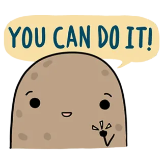 💪 f33843f7 YOU CAN DO IT! pomme de terre, encouragement, motivation, mignon, dessin animé, nourriture whatsapp sticker