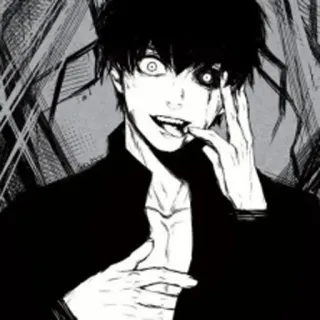 🌟 0309a292 Anime, Manga, Oscuro, Personaje, Blanco y negro, Retrato telegram sticker