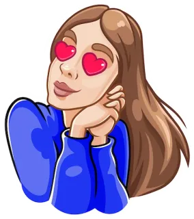 😍 59f3555e amor, olhos de coração, desenho animado, mulher, menina, fofo, afeição telegram sticker