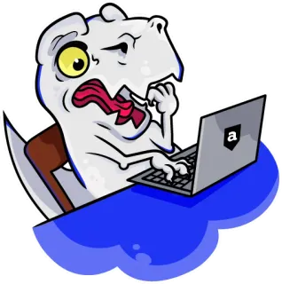 😱 5b3b210c dinossauro, computador, desenho animado, animal, digitando telegram sticker
