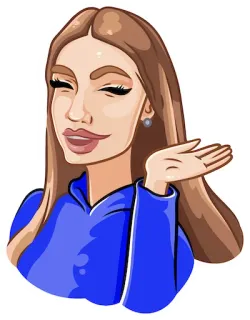 🤭 ce1e72bc mulher, desenho animado, menina, amigável, alegre telegram sticker