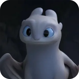 😐 3e45d0e4 Light Fury How to Train Your Dragon smok, uroczy, biały, zwierzę, kreskówka, film whatsapp sticker