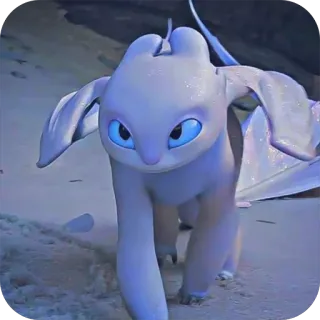 ☺️ 94d42bc6 Light Fury How to Train Your Dragon smok, biały, zwierzę, film, słodki, kreskówka whatsapp sticker