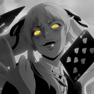 🖤 0bbadcc7 Mary Saotome Kakegurui Anime, Apuestas, Manga, Juego de cartas, Animado, Personaje, Expresión telegram sticker