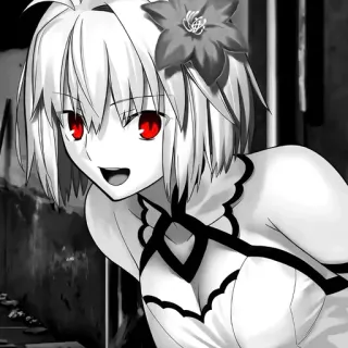 ❤️ 66c1910f chica anime, ojos rojos, flor, manga, personaje telegram sticker