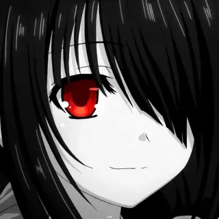 🖤 96775f6d Anime, Chica, ojo rojo, pelo negro telegram sticker