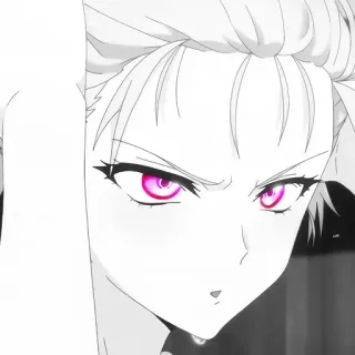 🖤 cf6c50df anime, chica, ojos rosas, seria, retrato telegram sticker