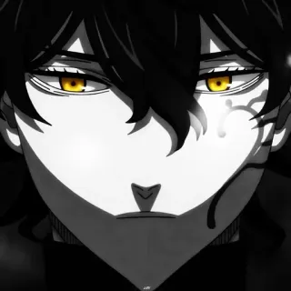 🖤 4e8830a0 อนิเมะ, มังงะ, ตัวละคร, ผมสีดำ, ตาสีเหลือง, รอยบนใบหน้า whatsapp sticker