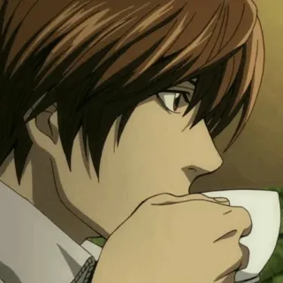 ⚖ 05d514f8 Light Yagami Death Note Anime, Light, Yagami, Death Note, Koffie telegram sticker
