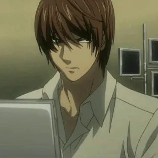 ⚖ 3495a165 Light Yagami Death Note Anime, Manga, Kira, Dood, Notitie, Serieus telegram sticker