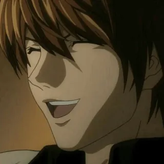 ⚖ 40d35351 Light Yagami Death Note anime, schurk, glimlachend, intellectueel, dood, notitie telegram sticker