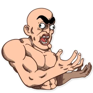 😖 4dd2b94e Мультфильм, Злой, Мускулистый, Лысый, Персонаж telegram sticker