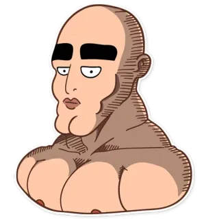 😐 88221121 Мем, Лысый, Мускулистый, Мультфильм, Персонаж telegram sticker