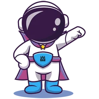 👍 c944e4cc 宇航员, 太空, 英雄, 披风, 制服, 宇航服, 角色, 卡通 telegram sticker