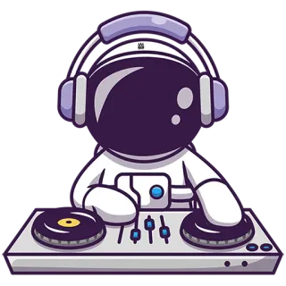 🎧 f2fe1f6d 宇航员, DJ, 音乐, 太空, 耳机, 转盘 telegram sticker