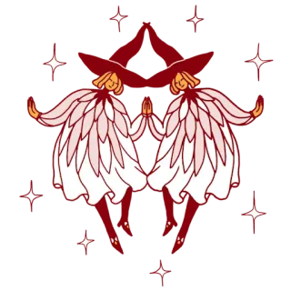 🤩 2fcf0775 strega, stelle, magia, illustrazione, rosso, bianco, fantasy whatsapp sticker