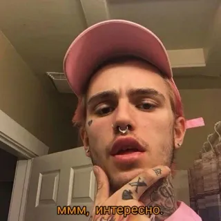🤔 8f48f154 Lil Peep МММ, интересно. lil peep, ラッパー, 音楽, エモラップ, 顔のタトゥー telegram sticker