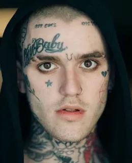 🖤 4b317e19 Lil Peep Rapper, Sänger, Musiker, Gesichtstattoos, Porträt whatsapp sticker
