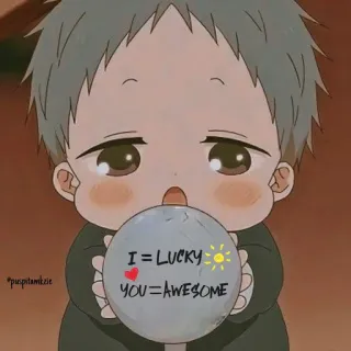 😍 c5cd8980 I= LUCKY
YOU=AWESOME bambino, carino, adorabile, bebè, fortuna, fantastico telegram sticker