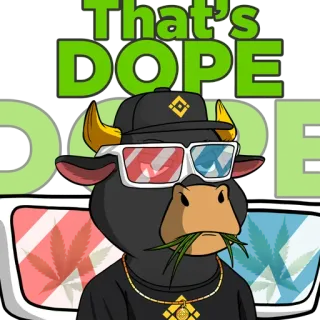 😁 5cb9bc8b That's DOPE корова, кайф, nft, мультфильм, солнцезащитные очки, бык whatsapp sticker