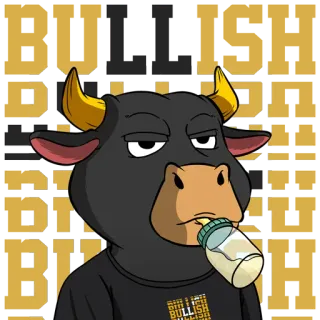 🚀 61adaf5f BULLISH бык, мультфильм, животное, молоко, бутылка, бычий whatsapp sticker