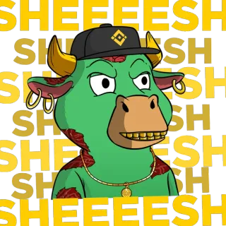 😱 b6eb77d5 SHEEESH корова, животное, кепка, Sheesh, мем whatsapp sticker