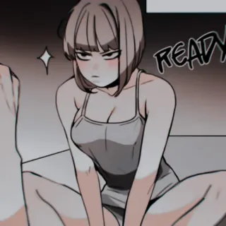 ✖️ 18ed8b0d READY Manga, Anime, Vrouw, Zittend, Cartoon whatsapp sticker