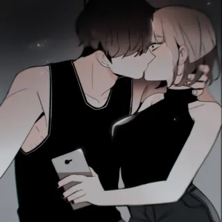 🩺 40243ae9 kus, romantiek, liefde, koppel, cartoon, illustratie whatsapp sticker