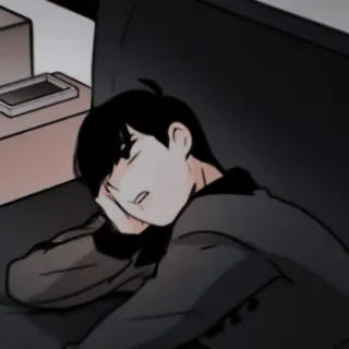 🕯 5ad31e3e slapen, moe, bed, ontspanning, anime stijl, rusten whatsapp sticker