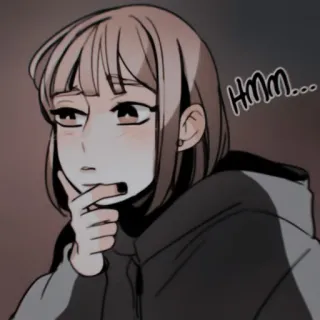 🕯 bb882bee Hmm... cartoon, meisje, denken, hmm, manga whatsapp sticker