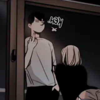 🕯 ed976094 KEH middelvinger, beledigend, onbeschoft, cartoon, anime, gebaar whatsapp sticker