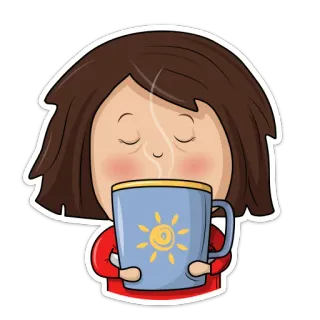 ☕️ 3d0cbad0 咖啡, 茶, 热饮, 女孩, 卡通, 马克杯, 太阳 telegram sticker