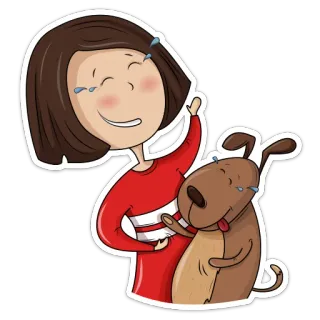😂 5d23971a 哭, 狗, 女孩, 伤心, 情感, 友谊 telegram sticker