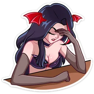 🤦‍♀️ 0007417b sticker, anime, weiblich, sexy, frau, fledermaus, dämon, fantasy whatsapp sticker