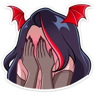 🫣 05f2c75e Anime, Teufel, Mädchen, Erröten, Schüchtern, Kawaii, Niedlich, Sticker whatsapp sticker