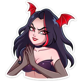 😈 2034629d Cartoon, Weiblich, Mädchen, Teufel, Flügel, Rot, Figur, Böse whatsapp sticker