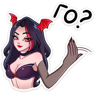 🤨 78eeb012 Го? Frau, Cartoon, Teufel, Hörner, Mädchen, Halloween whatsapp sticker