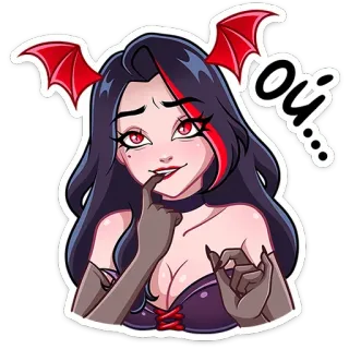 ☺️ afa96d1a Oui... Cartoon, Dämon, Flügel, Rot, Teufel, Mädchen whatsapp sticker