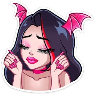 💅 d18896ff Cartoon, Mädchen, Flügel, Schönheit, Aufkleber, Halloween whatsapp sticker