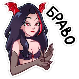 👏 f879fa5d БРАВО Bravo, Applaus, Dämon, Weiblich, Cartoon, Sticker whatsapp sticker