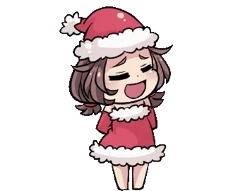 🎈 5a3016a4 рождество, шапка деда мороза, аниме, девушка, милый, праздничный, праздник whatsapp sticker