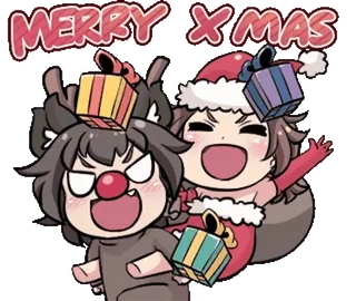 🎖 8dc1d460 MERRY X MAS рождество, с рождеством, праздник, милый, подарки, праздничный, празднование, мультфильм whatsapp sticker