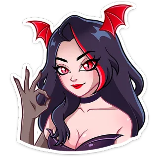 👌 1858ea23 девушка-демон, суккуб, знак ОК, дьявол, мультфильм telegram sticker
