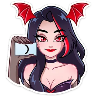 ⭐ d68ce0d3 мультфильм, женщина, демон, готика, фэнтези, улыбается telegram sticker