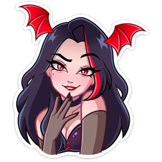 😏 ea0f1212 демон, готика, женщина, хэллоуин, монстр, мультфильм telegram sticker