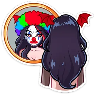 ⭐ f295ee94 Клоун, Зеркало, Демон, Зло, Хэллоуин, Костюм telegram sticker