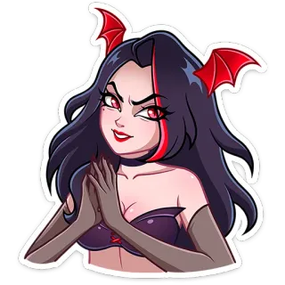 😈 fb94a816 демон, крылья летучей мыши, женский, аниме, наклейка, дьявол, мультфильм, злой telegram sticker